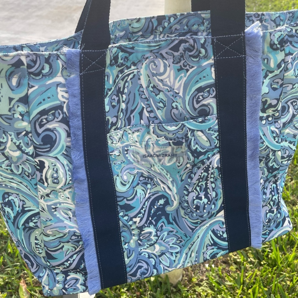 ISAAC MIZRAHI LIVE Bridgehampton Tote In Blue Paisley - Picture 9 of 12